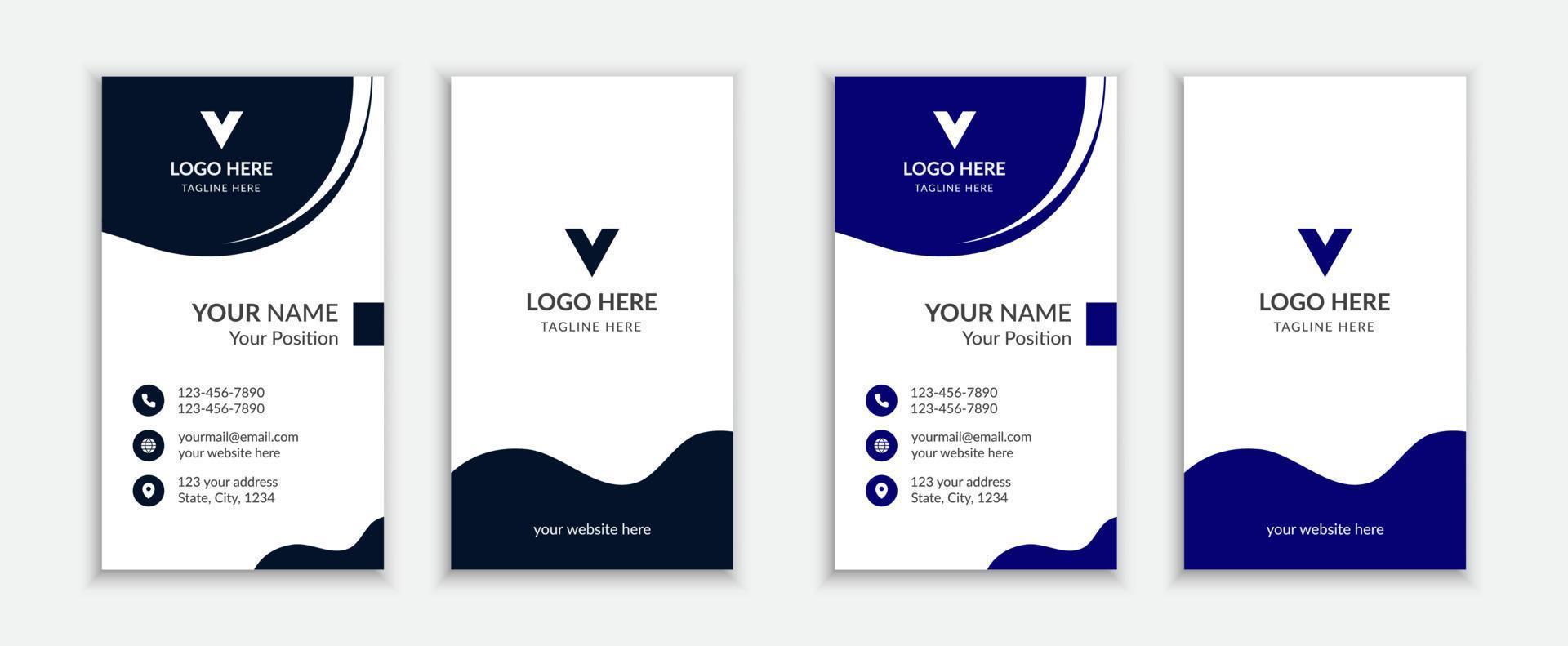 Professional double-sided business card template. Abstract shapes vector