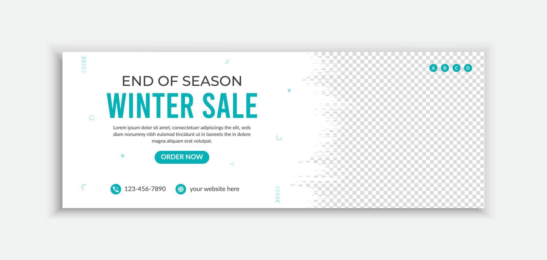 Winter sale facebook cover banner template social media design vector