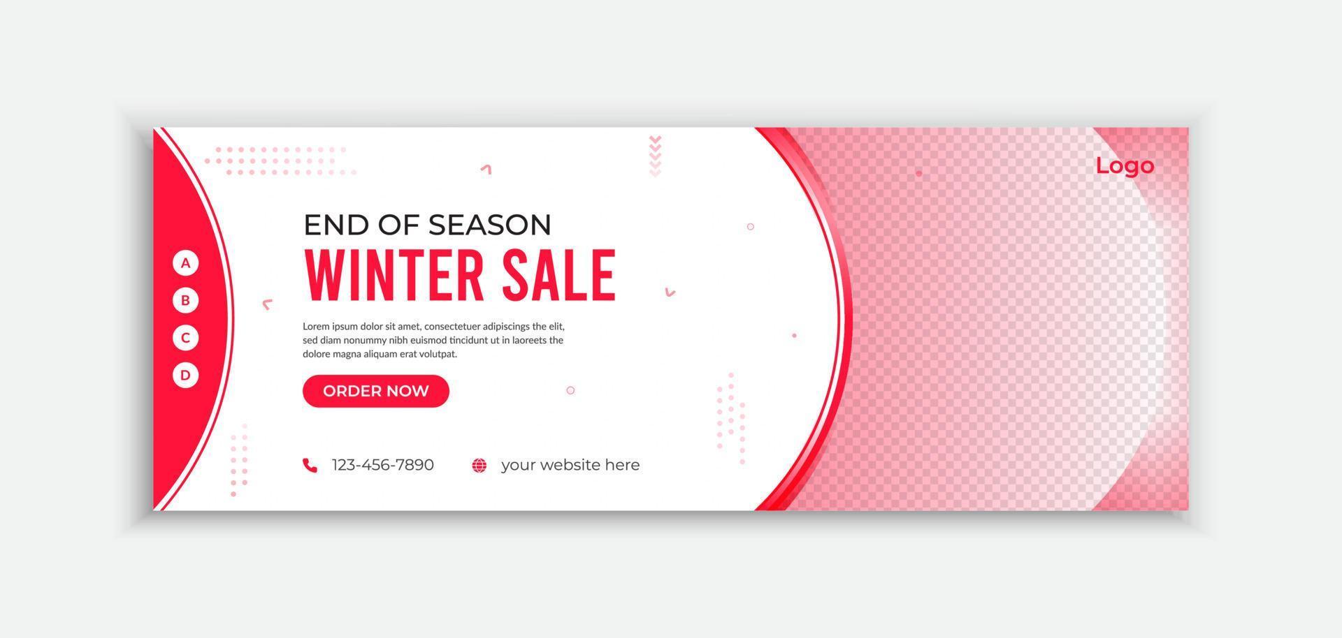 Winter sale facebook cover and web banner template design vector