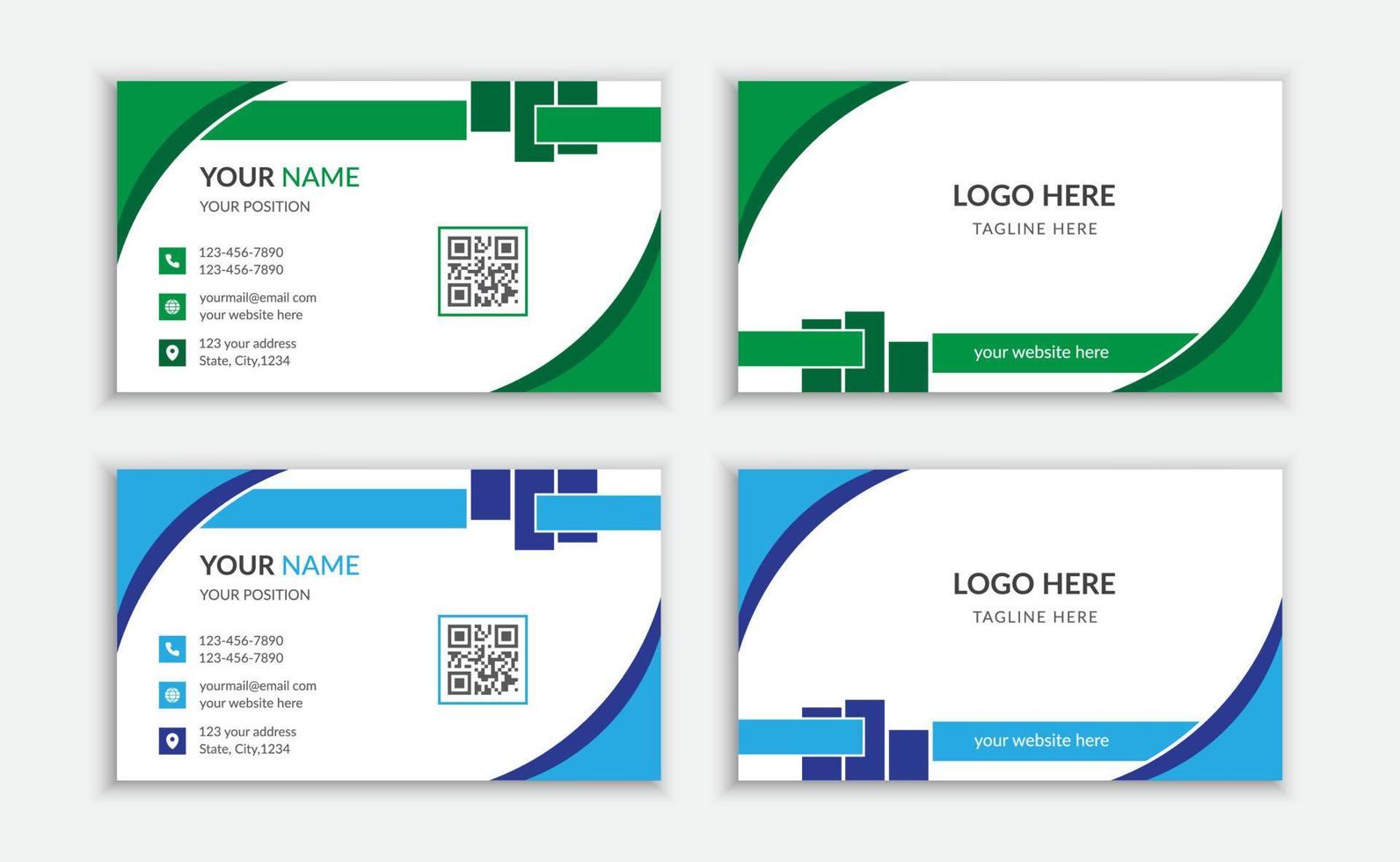 Creative business card template with double-sides design vector