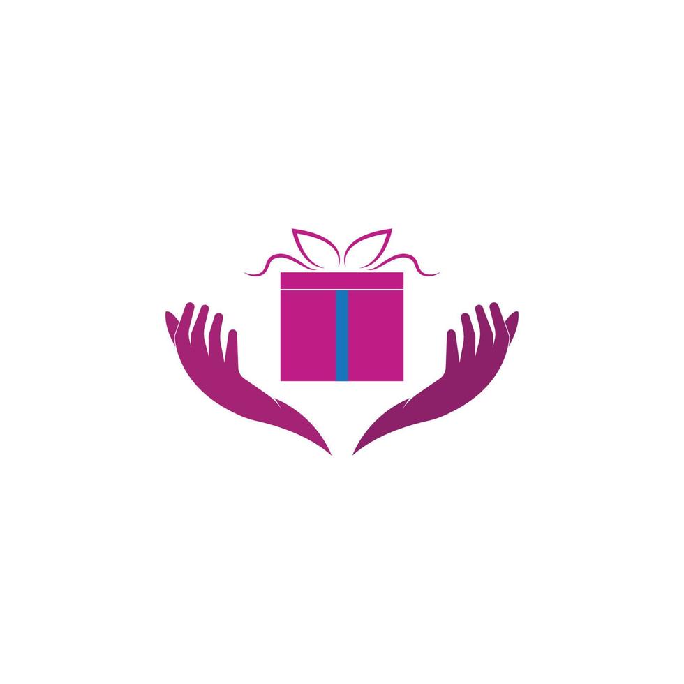 caja de regalo, vector de icono de logotipo de tienda de regalos