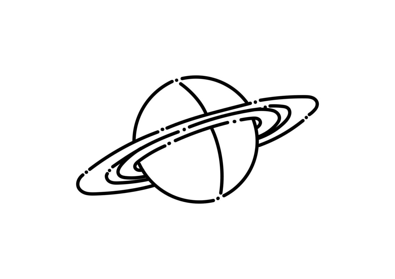Saturn planet illustration in dotted line style vector