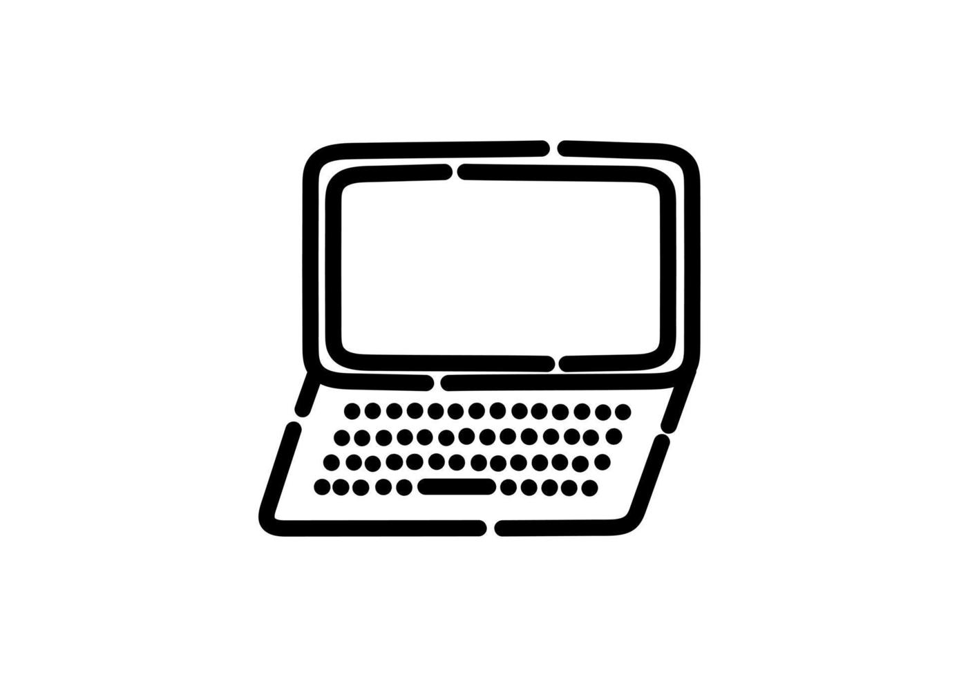 laptop illustration in dotted line style vector