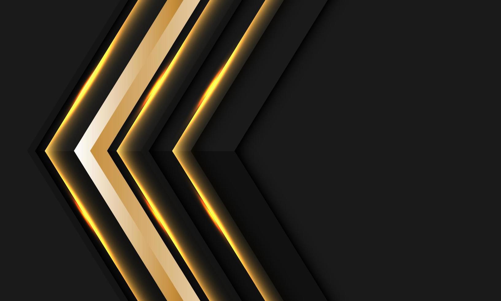 Abstract gold black metallic arrow direction with blank space design modern futuristic background vector
