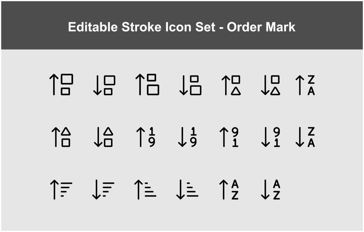 set of thin order mark icons vector