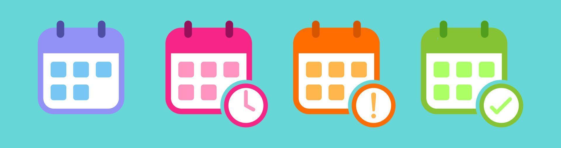 Calendar icon set vector illustration. Colorful icon in flat design style.