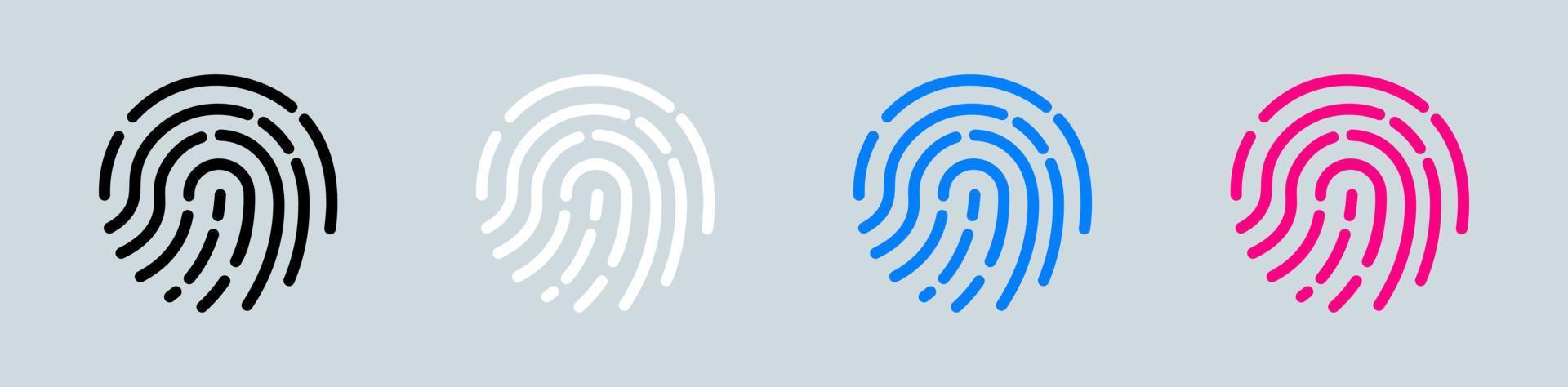 toque el vector del dedo del icono de identificación aislado en el fondo. establezca el signo del icono de escaneo de huellas dactilares en blanco y negro.