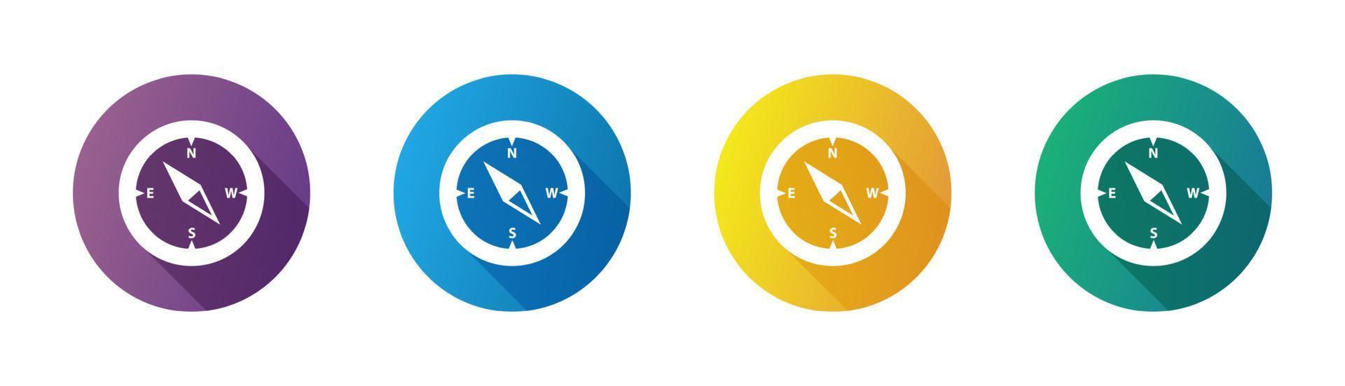 Vector gradient compass icon set with shadow. Set of vector compass icons.