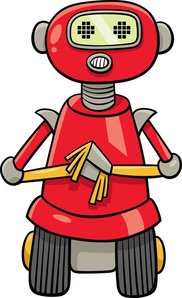 cartoon funny red robot fantasy character vector