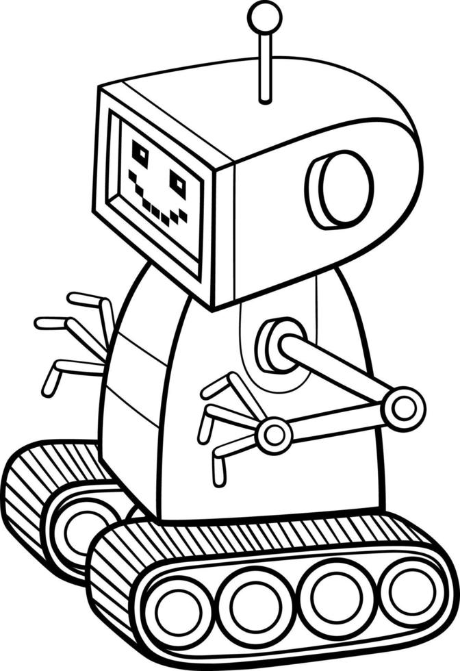 Página de libro para colorear de personaje de robot divertido de dibujos  animados 7048158 Vector en Vecteezy