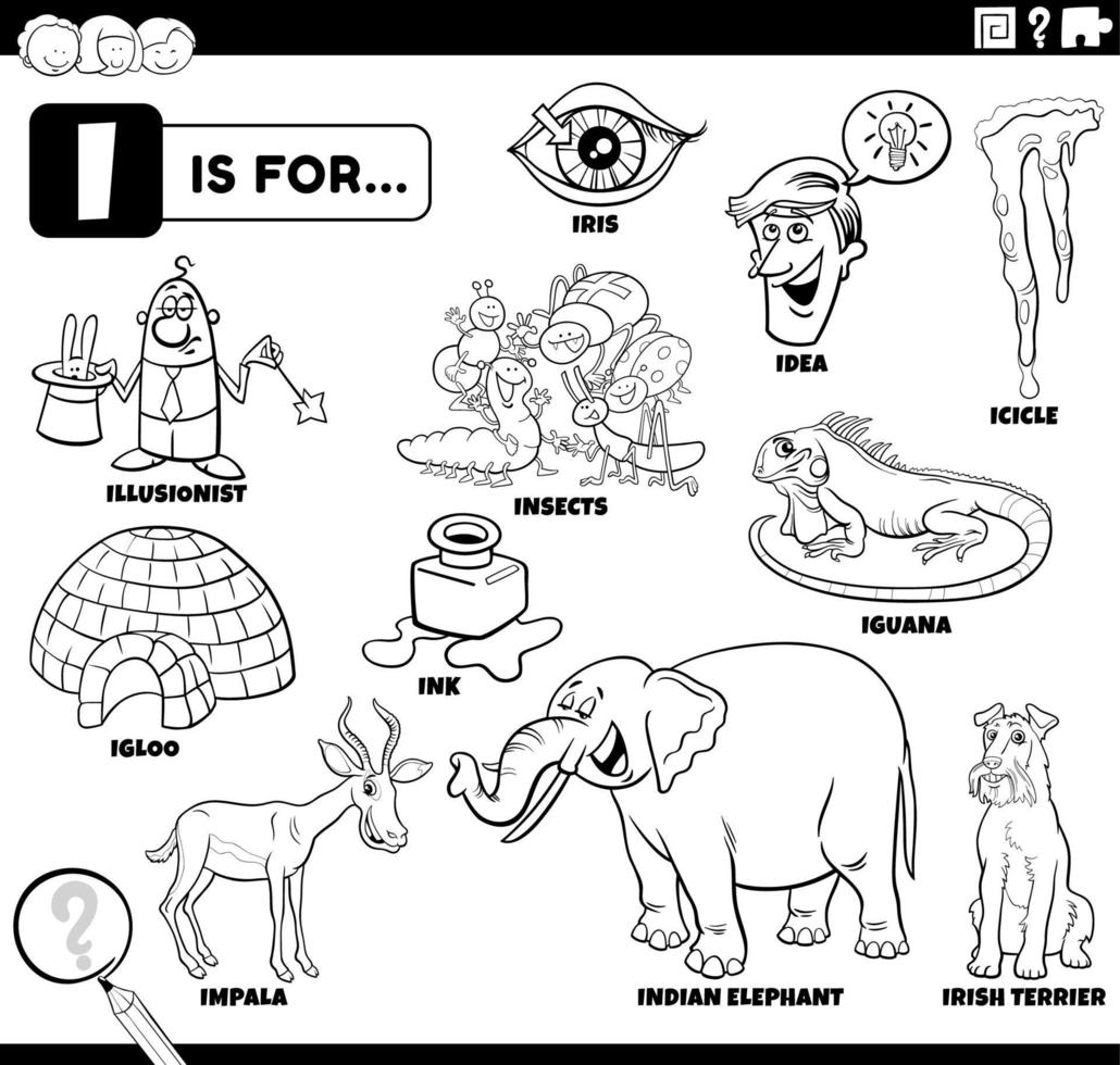 letter i words educational set coloring book page 7048165 Vector Art at Vecteezy letter i words educational set coloring book page 7048165 Vector Art at Vecteezy