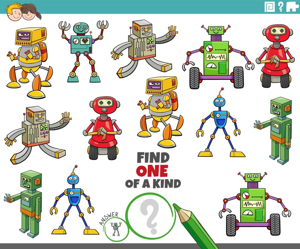 tarea única con personajes de robots de dibujos animados vector