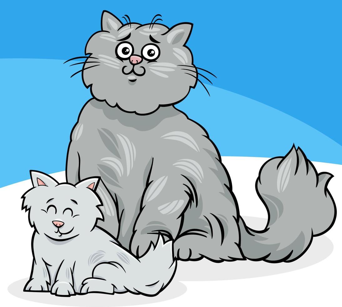 mamá gato de dibujos animados con personajes de animales gatito vector