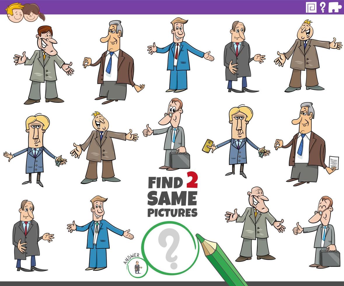 find two same cartoon businessmen educational task vector