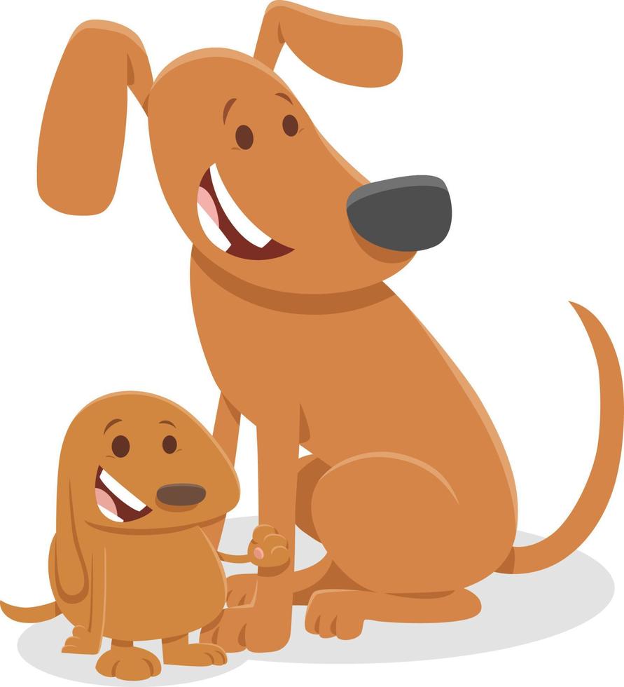 divertido personaje animal de perro de dibujos animados con cachorro  7048250 Vector en Vecteezy
