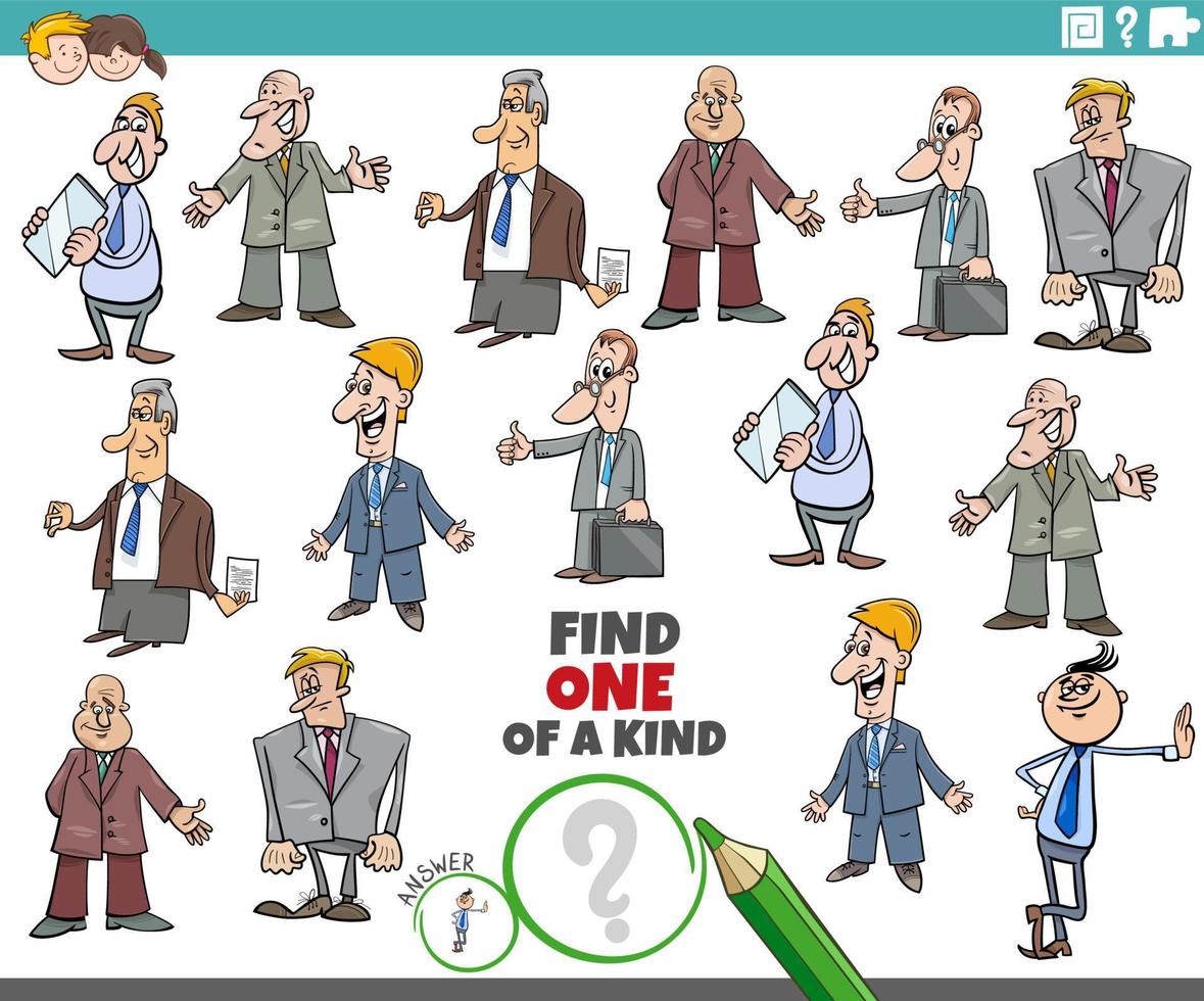 one of a kind game with cartoon businessmen characters vector