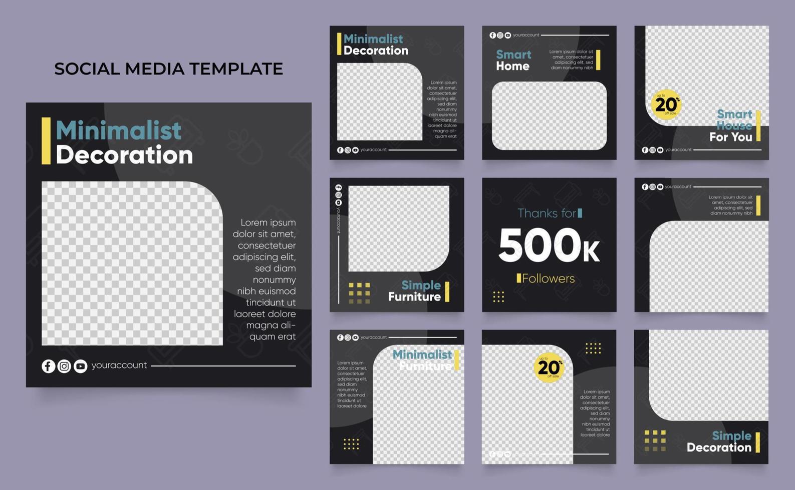 social media template banner blog interior furniture design sale promotion vector