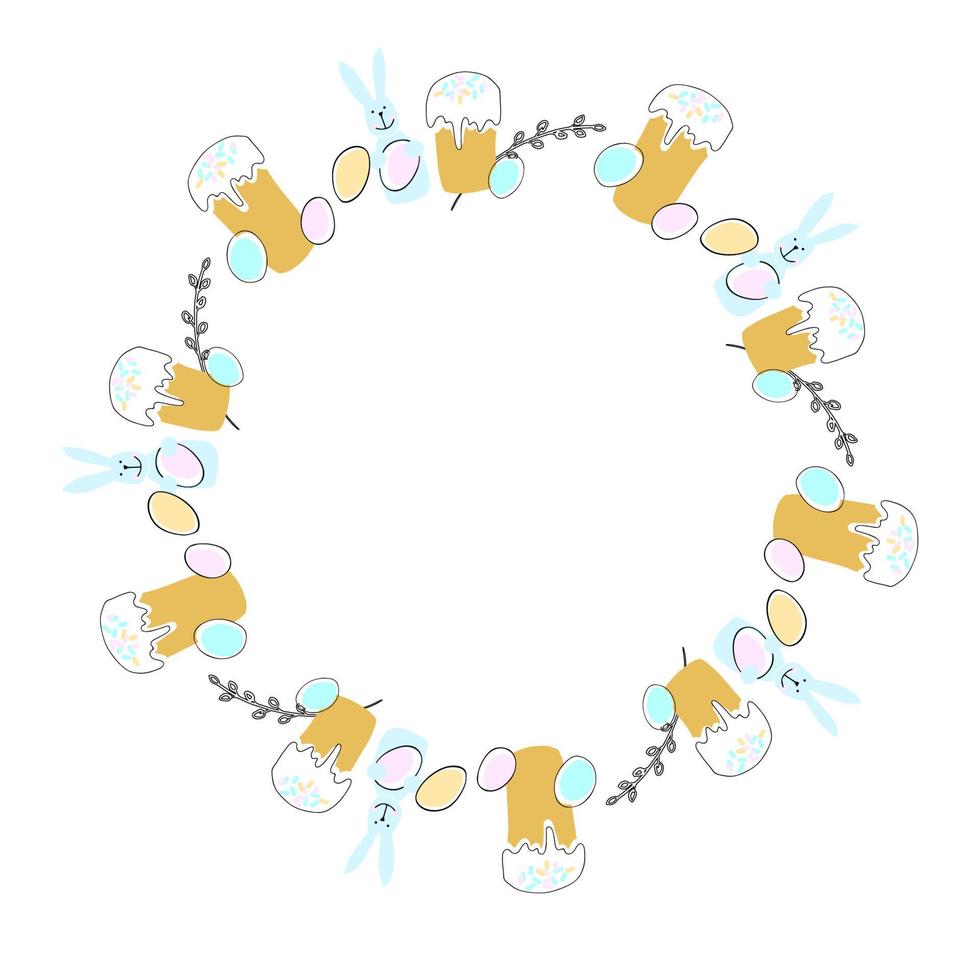 Illustration Easter wreath with cake and egg vector