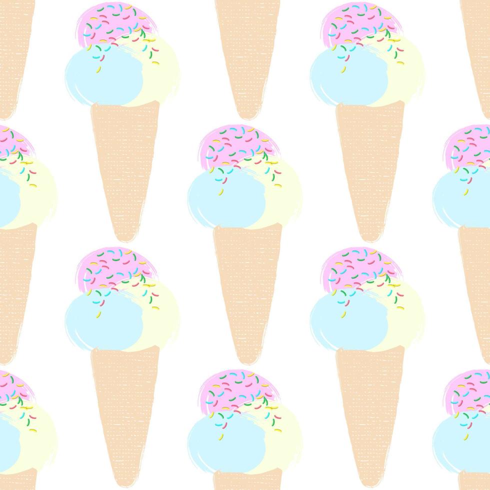 Seamless pattern illustration the ice cream in cartoon style pastel color vector