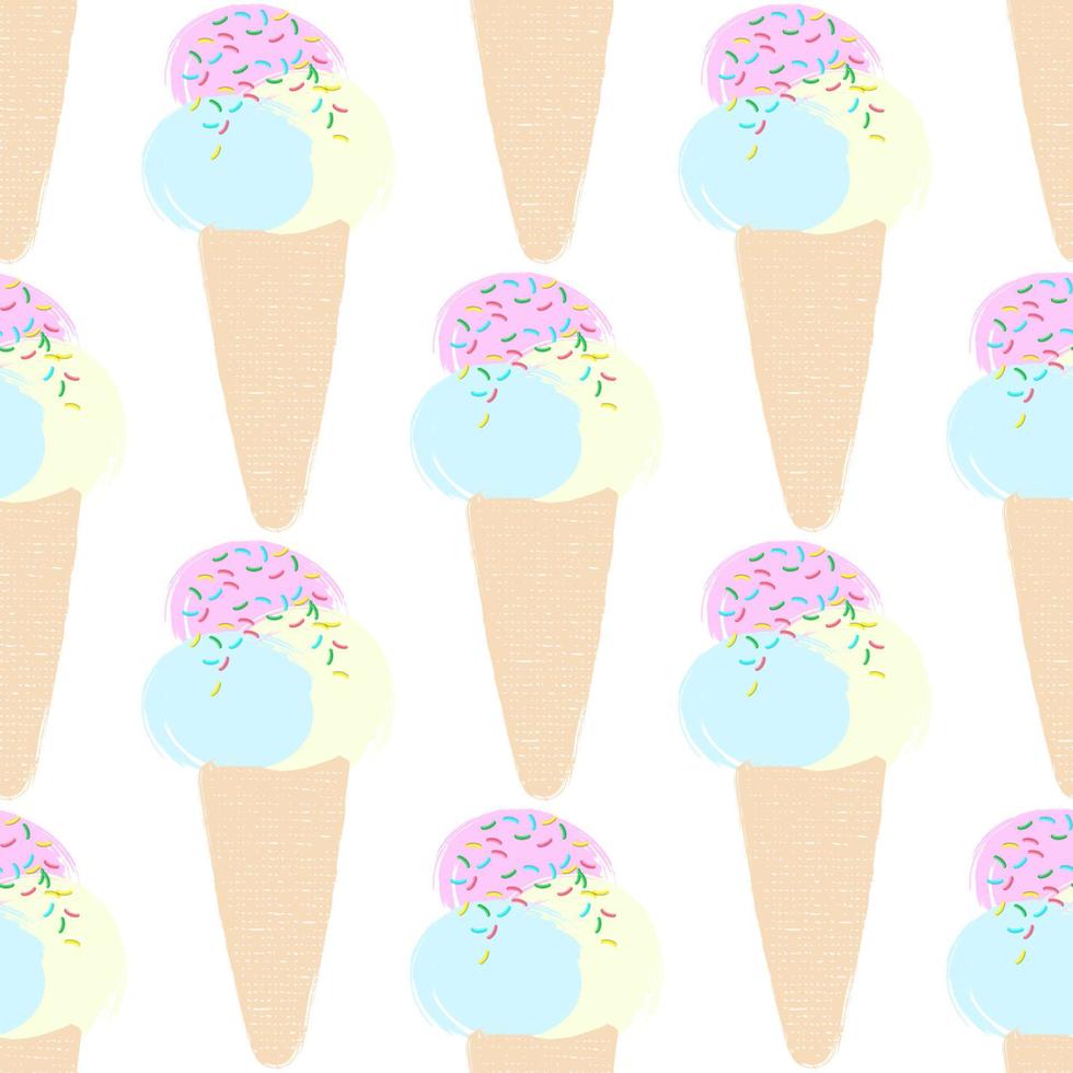 Seamless pattern illustration the ice cream in cartoon style pastel color vector