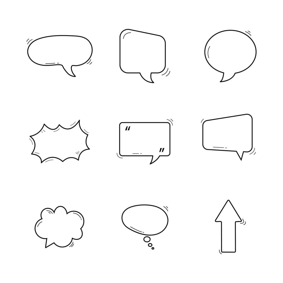 set of speech bubble frames for comic text isolated white background. Empty outline bubble for speech text. Dialog empty cloud, cartoon box. vector