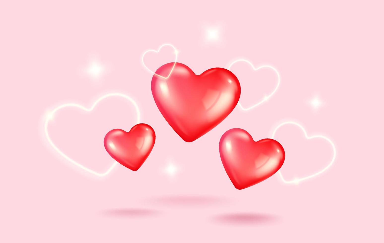 Vector icon of red heart for Valentine's Day in realistic 3d style.