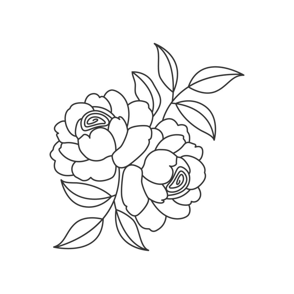 Flowers Rose Ornament Line Art Set vector