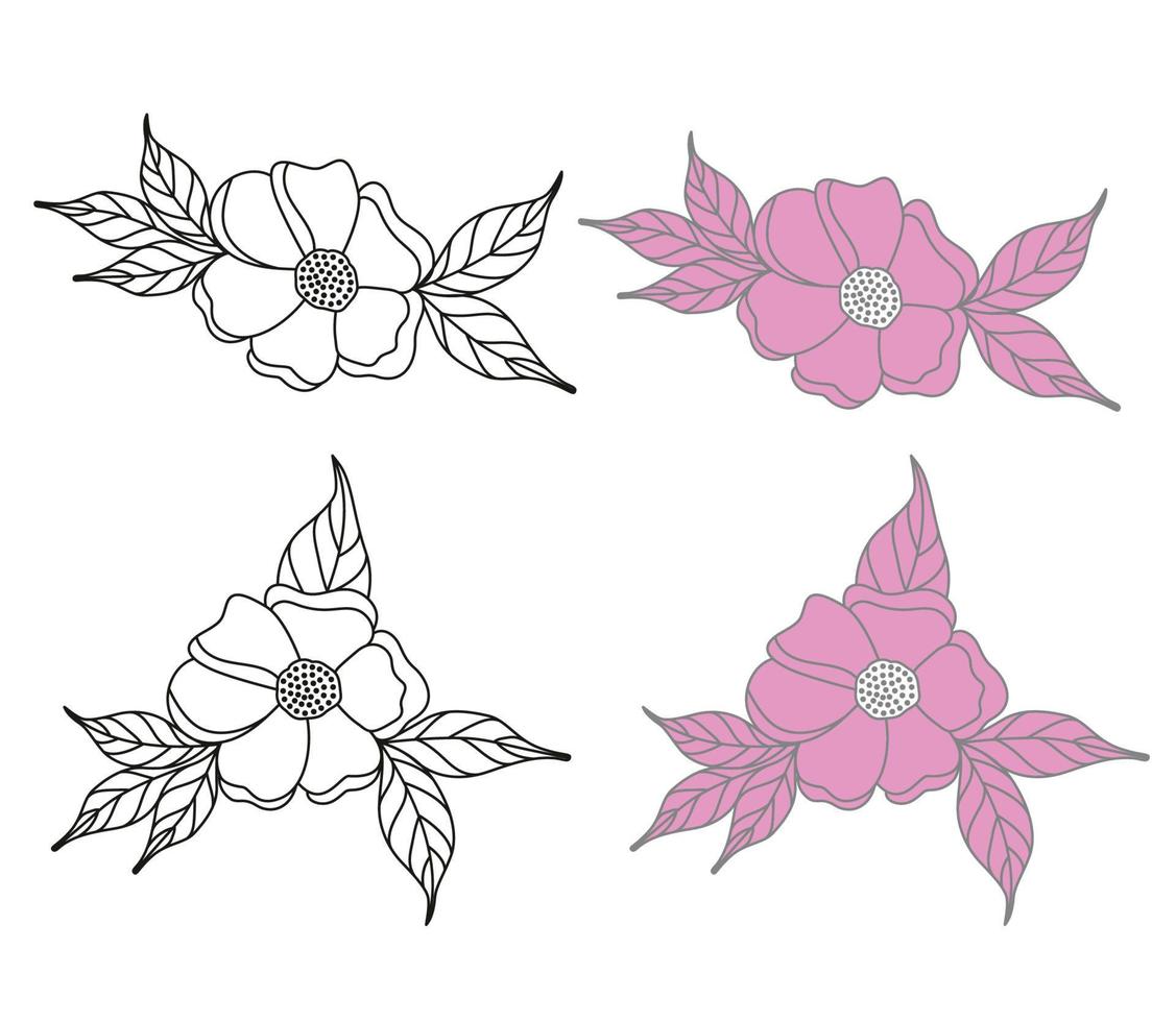 Flower Clipart Illustration Line Drawing vector