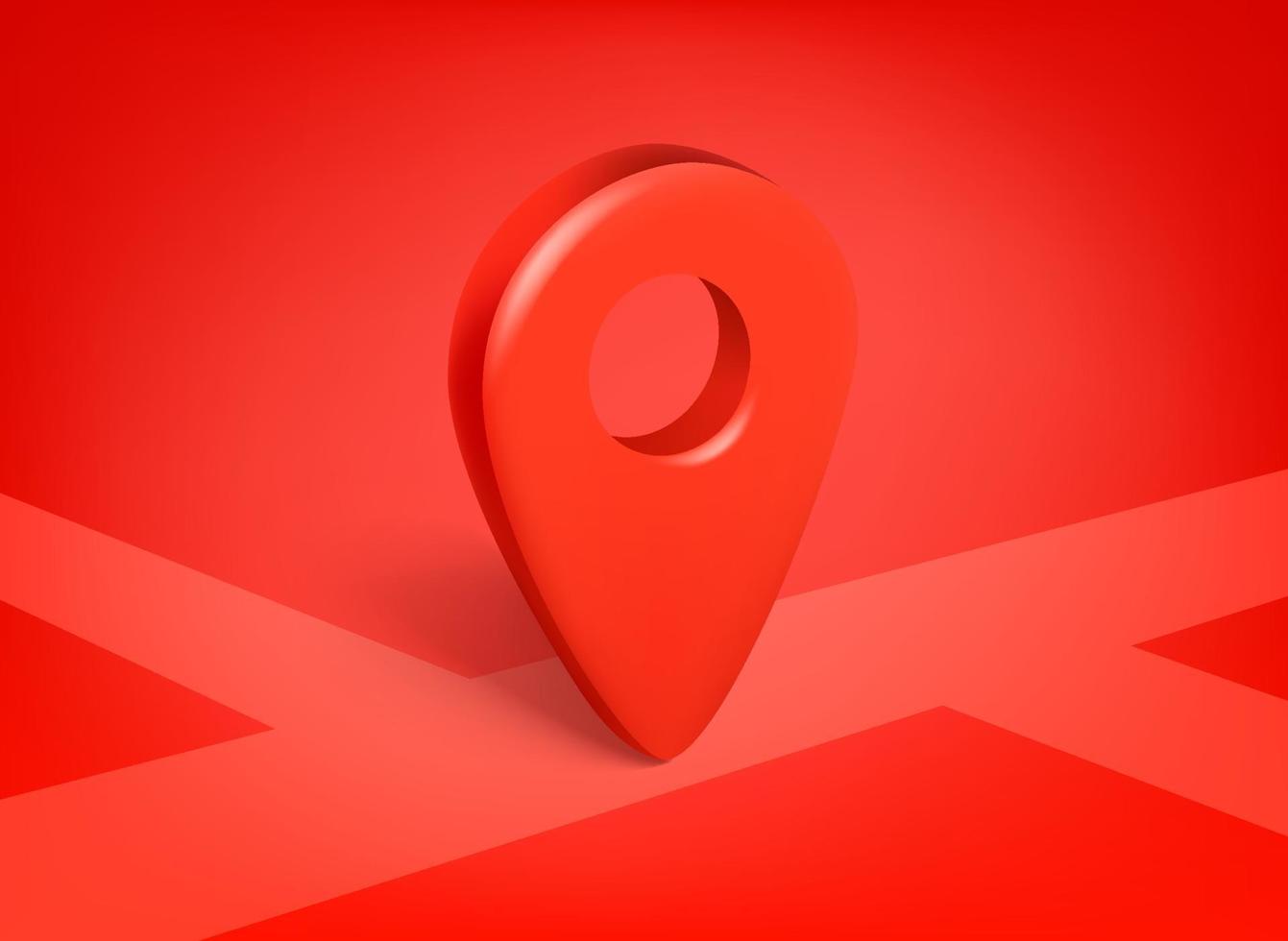 Red pin on a road. 3d vector illustration