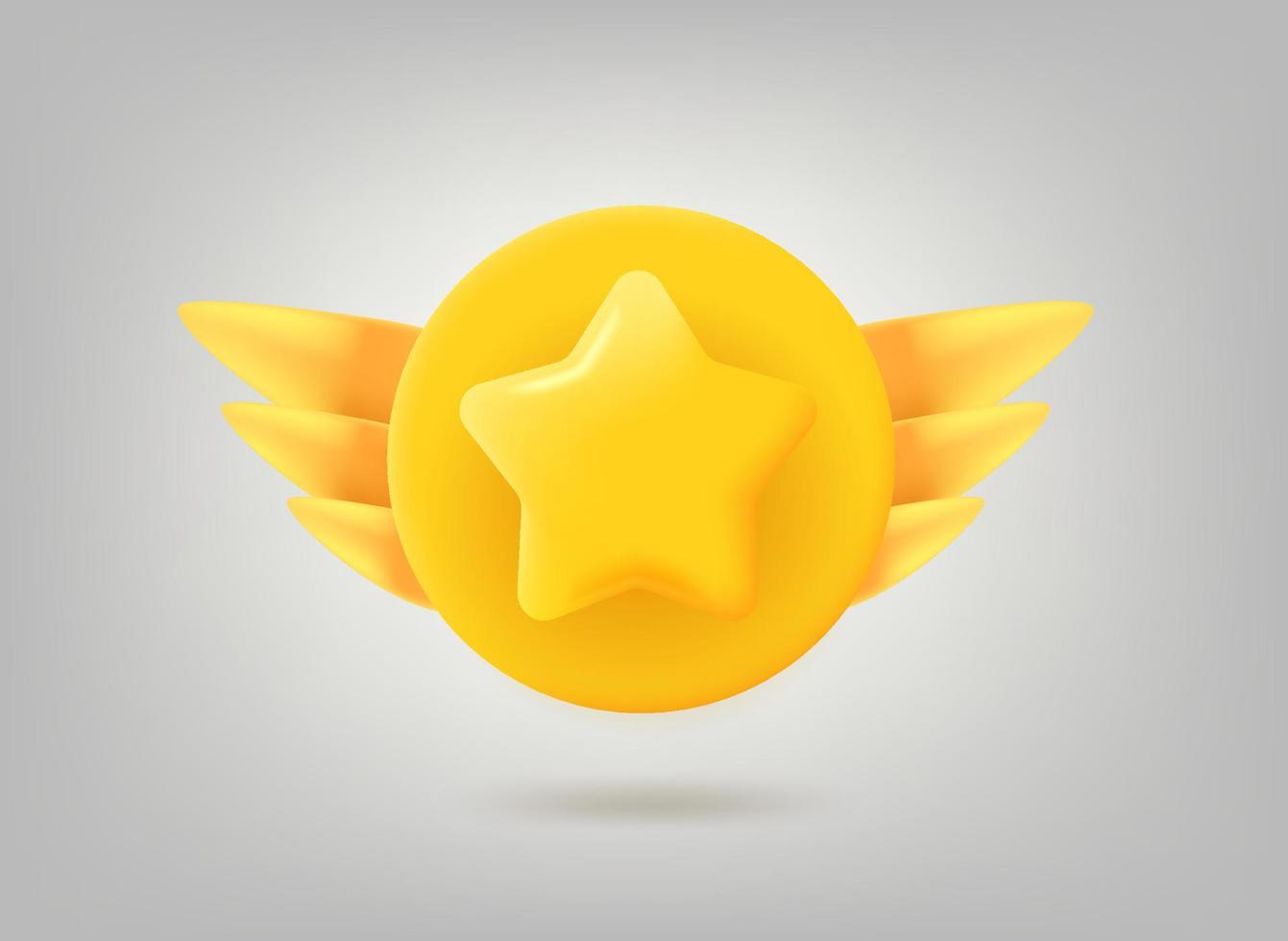 Gold rating star 3d vector badge