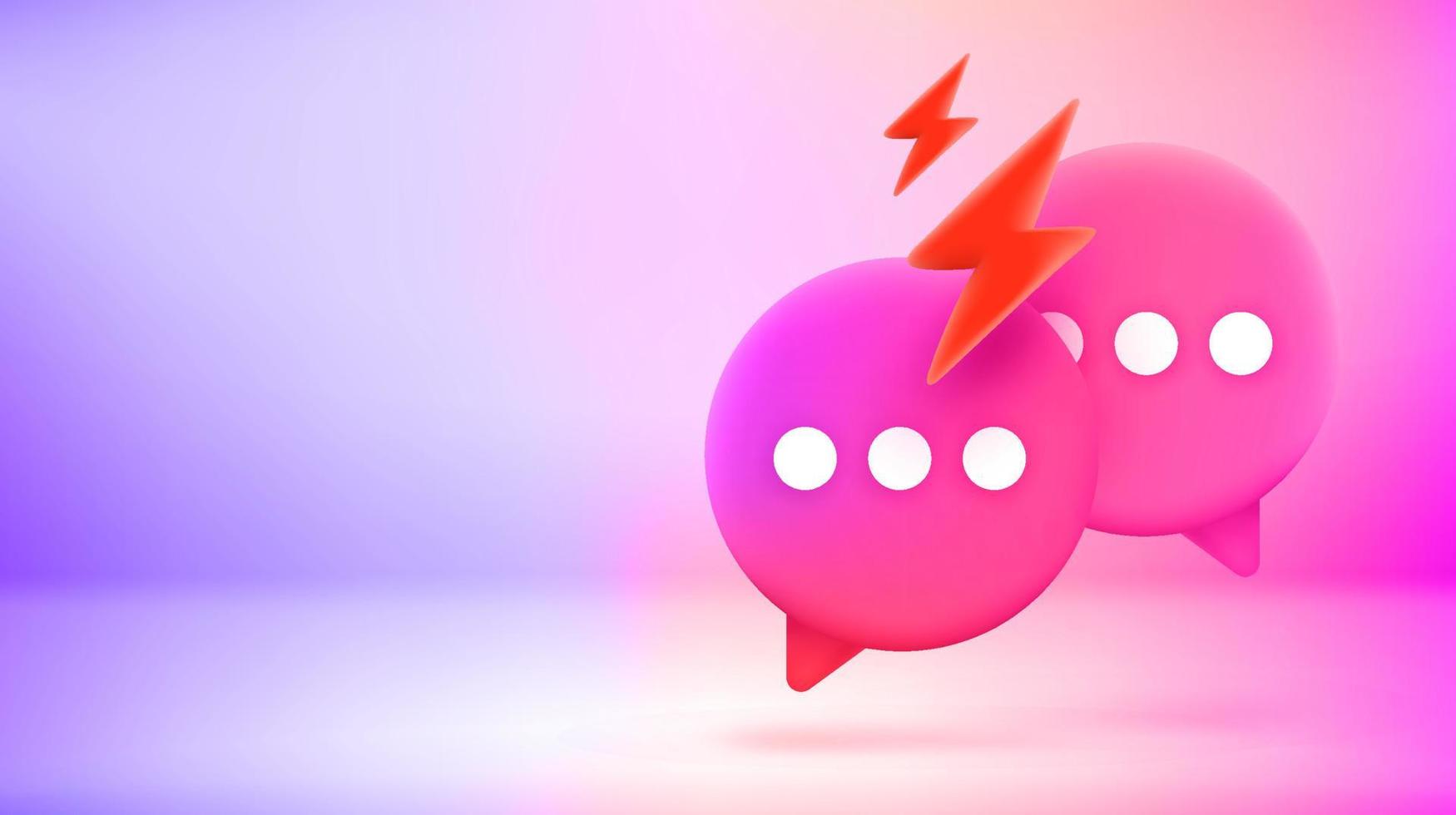 Two speech balloons. Bad conversation concept. Vector 3d banner with copy space