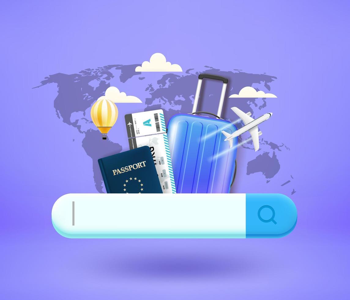 Searching for country to travel concept. 3d vector illustration