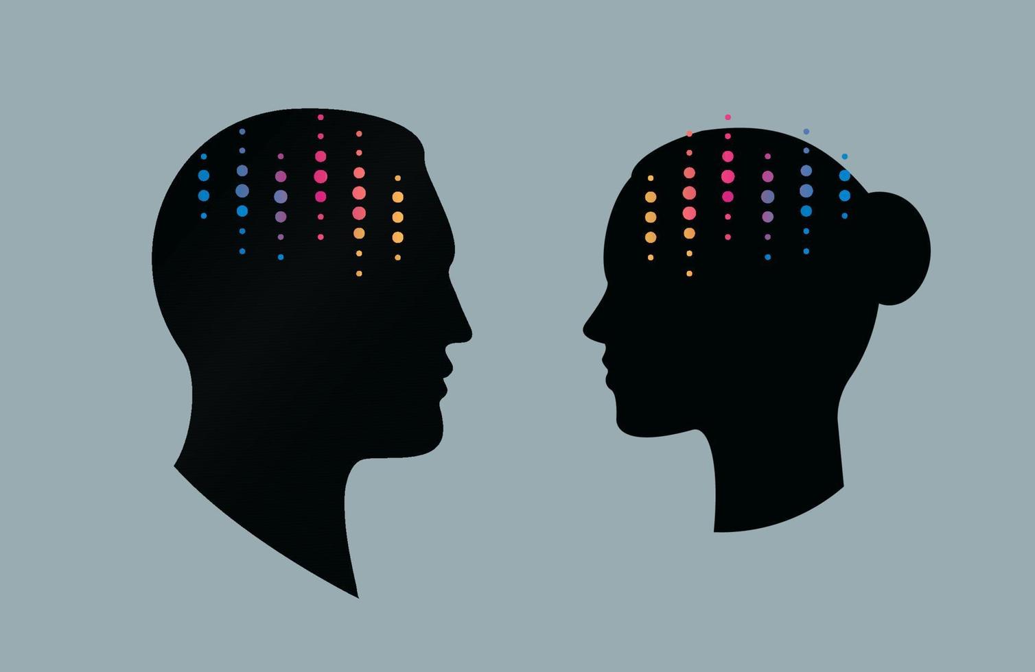 silueta de cabeza de persona con símbolo de ecualizador, signo abstracto de impulso neural, icono de biblioteca de medios musicales, laboratorio de investigación cerebral, logotipo de tecnología de audio. ilustración vectorial vector
