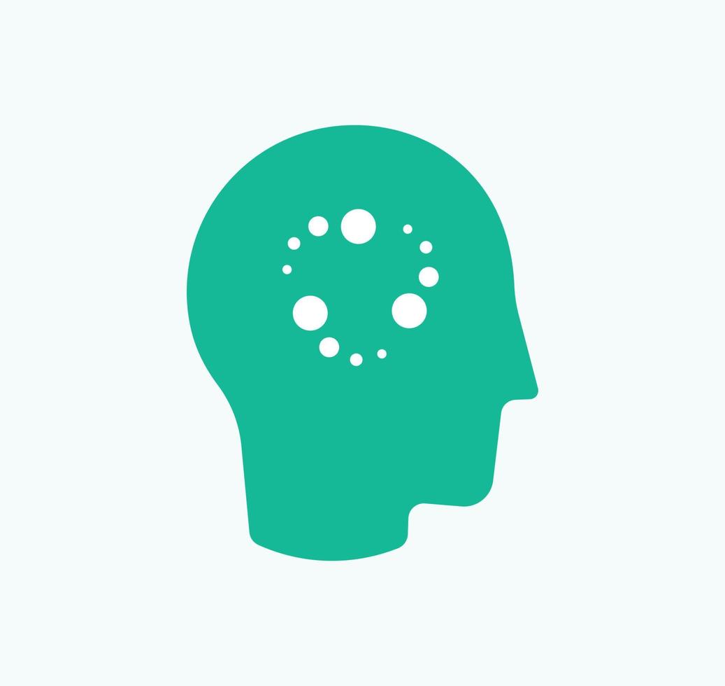Thinking process, brain load icon, learning logo, memories symbol, human head, vector illustration.