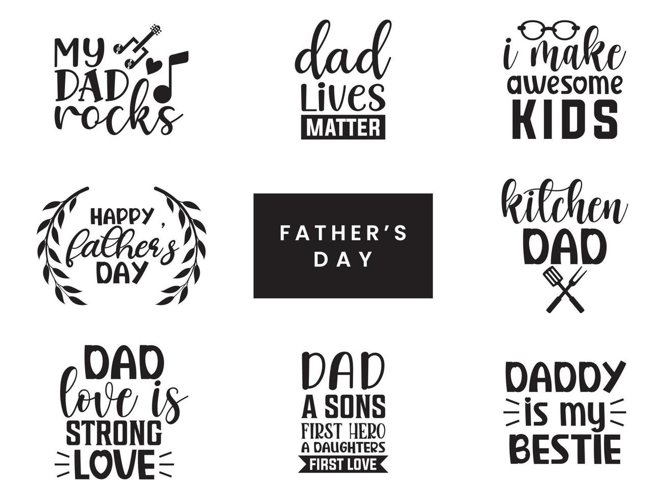 fathers day quote set vector