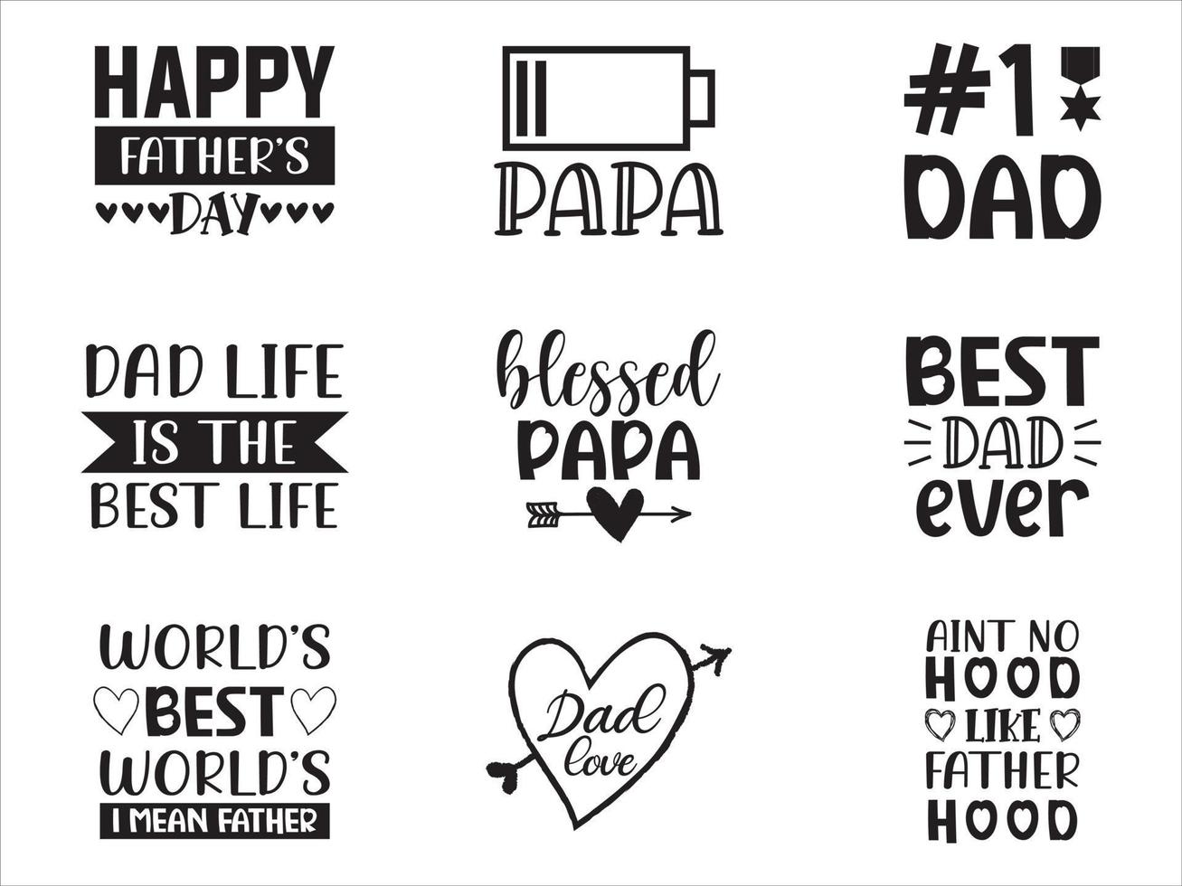 conjunto de tipografía feliz día del padre vector