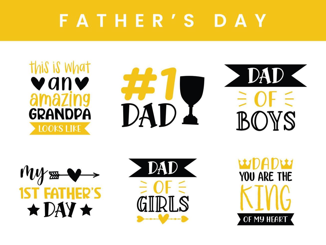 Fathers day hand lettering vector set for t shirt