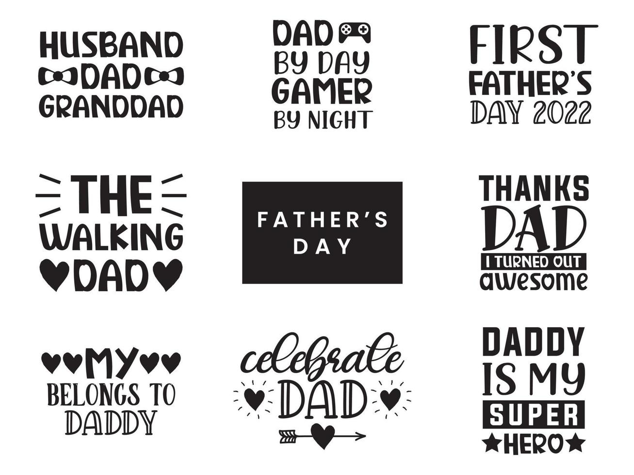 Set of lettering quotes for fathers day vector