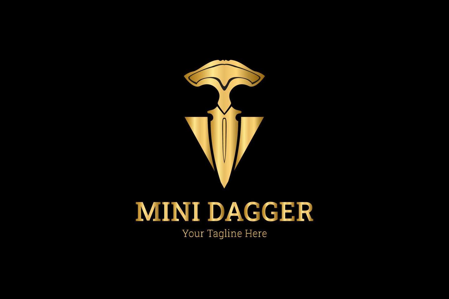 Mini dagger golden logo template, blade template, sword template. Suitable for related bussines vector