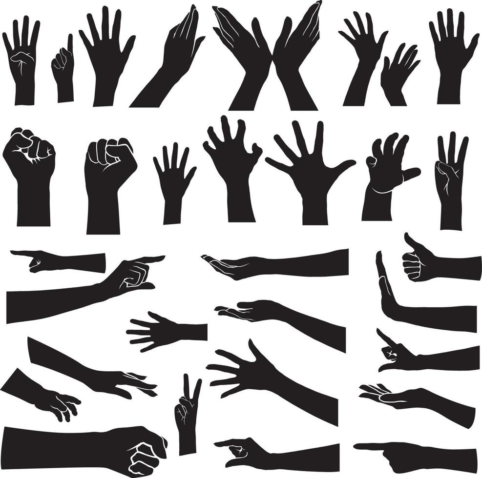 hand silhouette collection vector