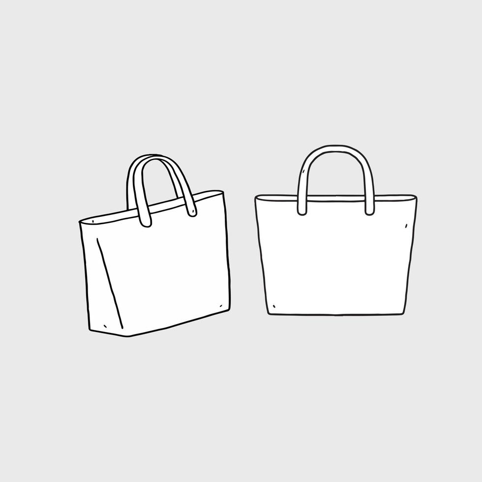 ilustración vectorial dibujada a mano de la bolsa de asas en blanco vector