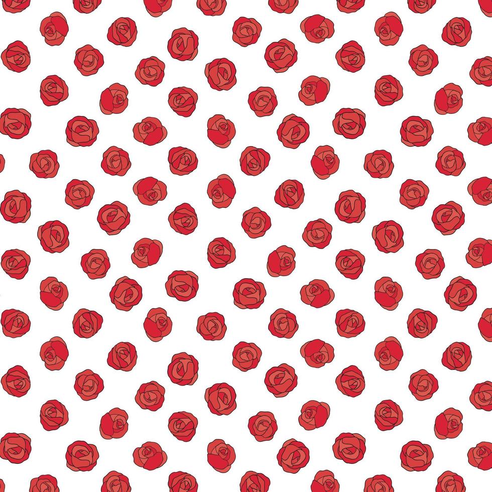 Hand drawn vector illustration of red rose pattern.Pattern for textile, fabric,wrapping paper.