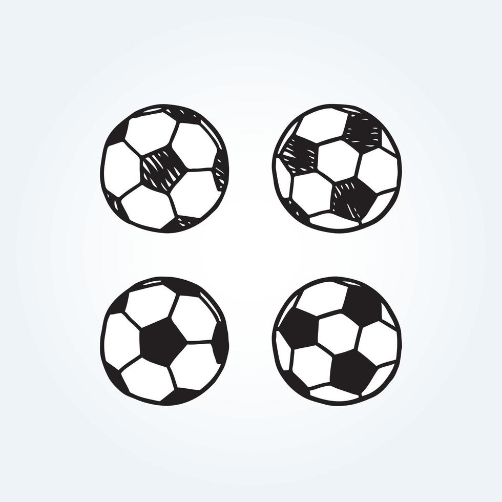 ilustración vectorial dibujada a mano de una pelota de fútbol en estilo garabato vector