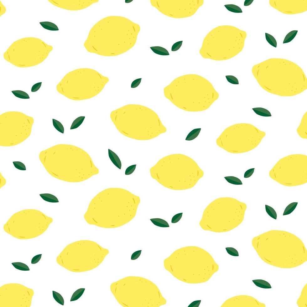 Hand drawn vector illustration of lemon and leaf pattern 7048988 Vector ...