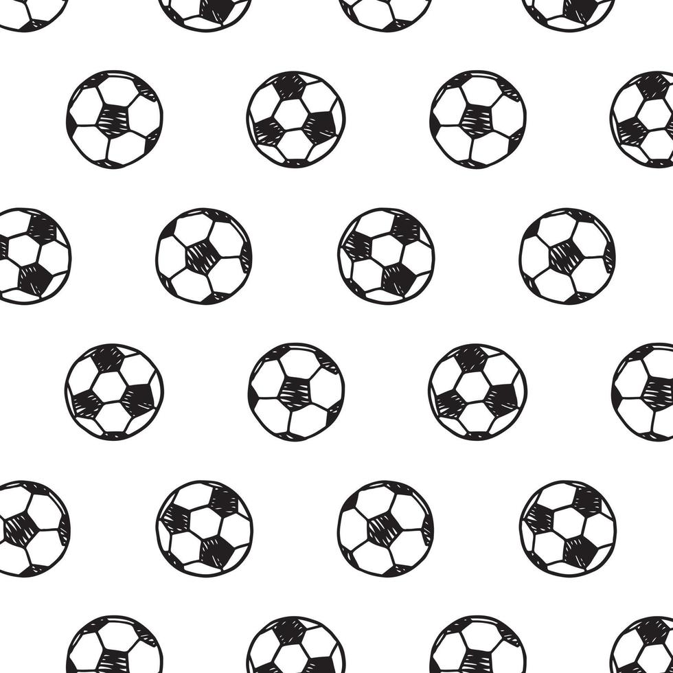 Hand drawn vector illustration of soccer ball pattern in cartoon style.