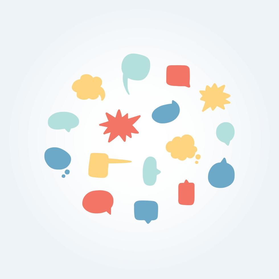 Hand drawn vector illustration of speech bubbles set.