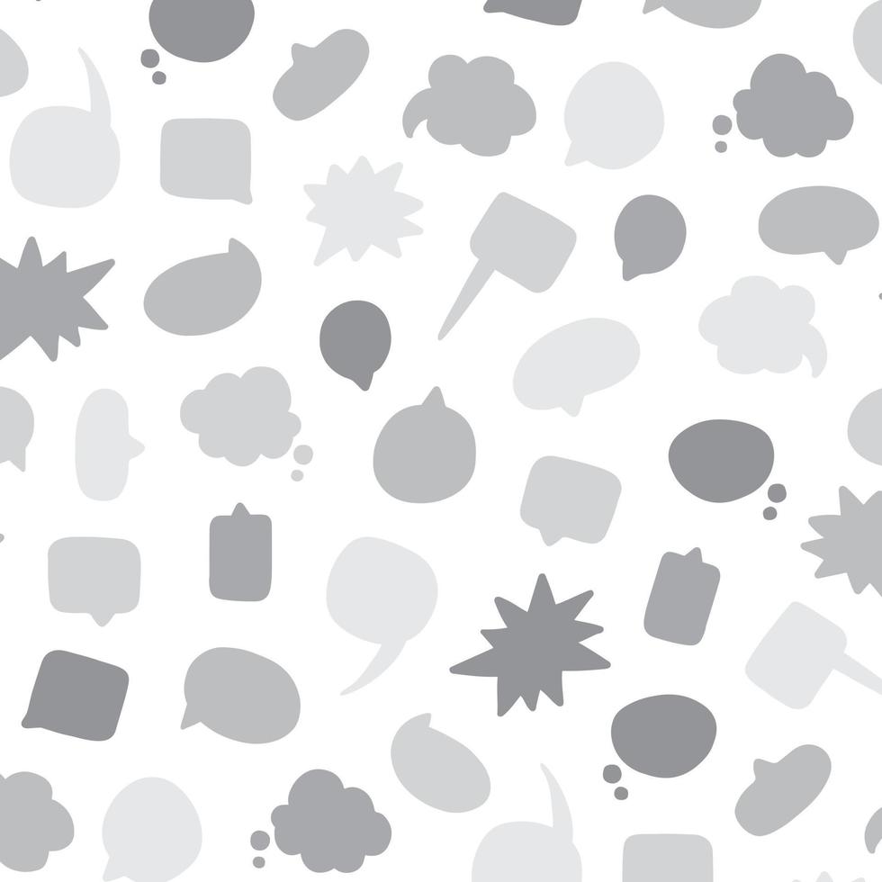 Hand drawn vector illustration of grey speech bubbles pattern