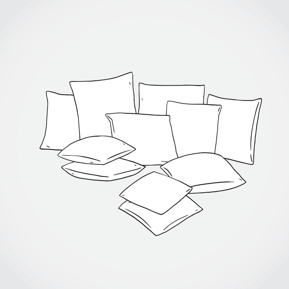 Hand drawn vector illustration of square pillow.