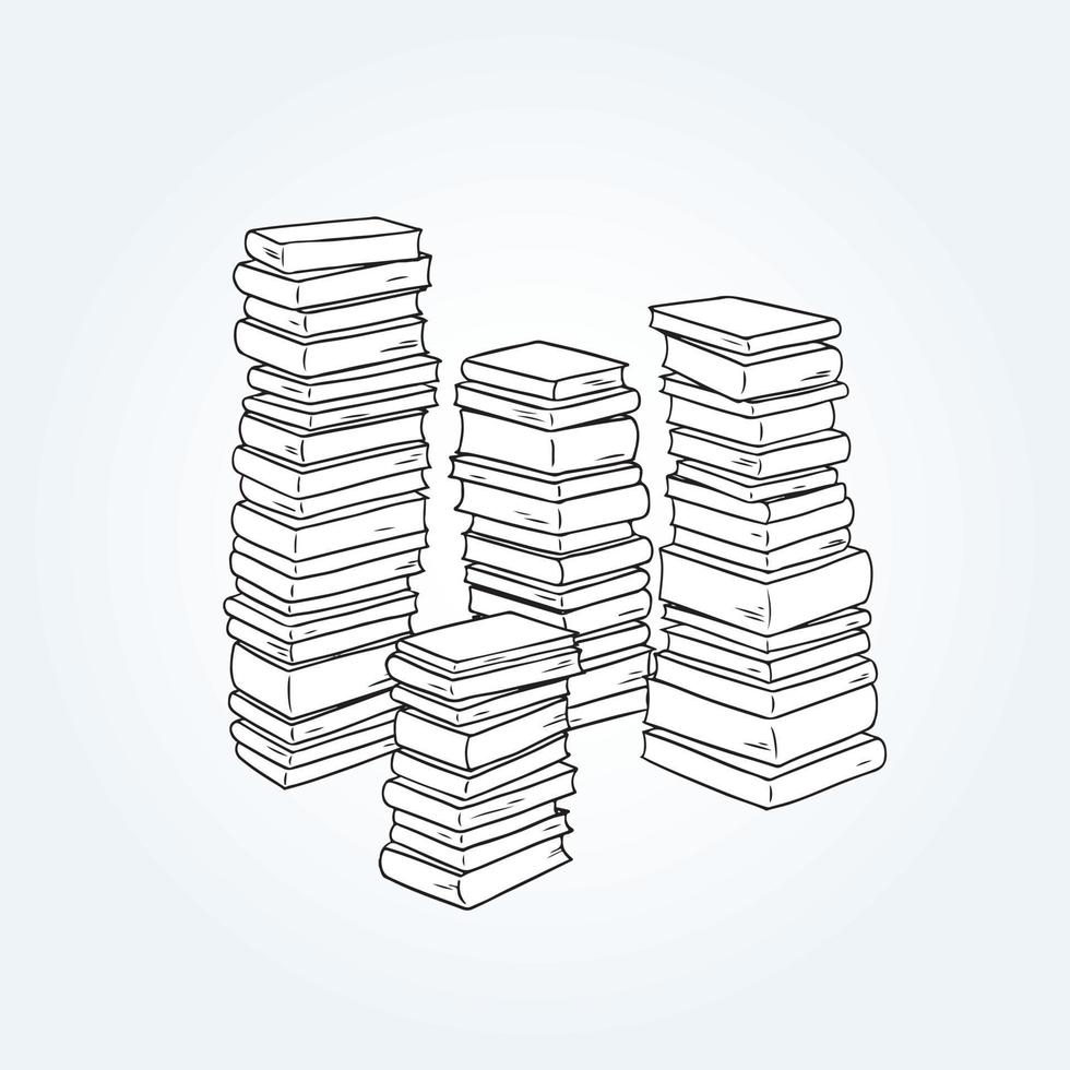 Hand drawn vector illustration of pile of books