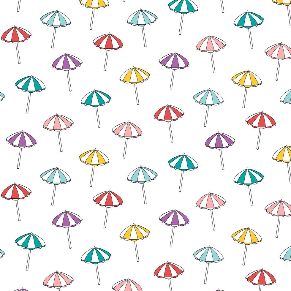 Hand drawn vector illustration of umbrella beach pattern in cartoon style.